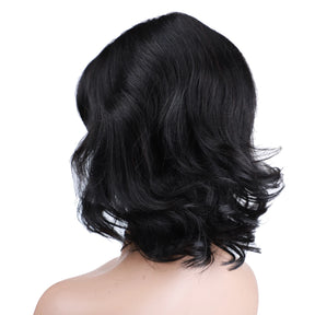 Bob Wig Human Hair 4*2 Lace Wigs 10 Inch Side Part Wavy Curly Women Wigs Short Human Hair Extensions In Black Color Natural #1B