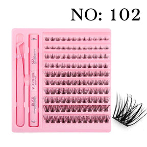 10cases/lot DIY Eyelash Extension Kit at Home Natural Clusters Wispy Lash with Lash Bond and Seal Makeup For Women