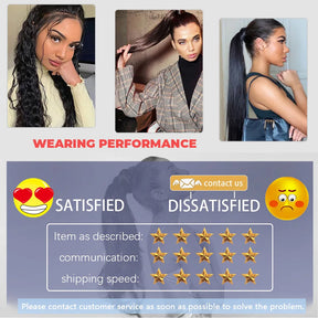 Synthetic Hair 22''' Long Straight Heat-Resistant Straight Hair With Ponytail Fake Hair Chip-in Natural Hairpiece Headwear