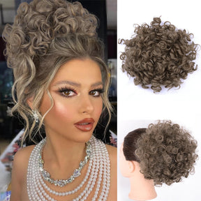 Chorliss Synthetic Claw Chignon Women Messy Curly Fluffy Hair Bun Clip In Ponytail Hair Extensions Natural False Hairpieces