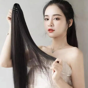 Long Straight Ponytail Wig 45cm/55cm Strap Style High Ponytail Long Straight Hair Black Brown Hair Extended Ponytail