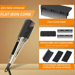 Hair Straightener Comb Clip On Grip Comb For Flat Iron Heat Comb Attachment Universal Size Detachable Hair Styling Tool For