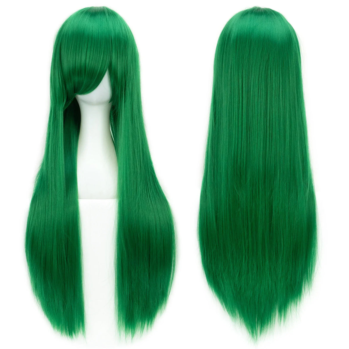 80cm Long Apple Green Straight Synthetic HairCosplay Wig with Bangs Halloween Costume Wigs for Women