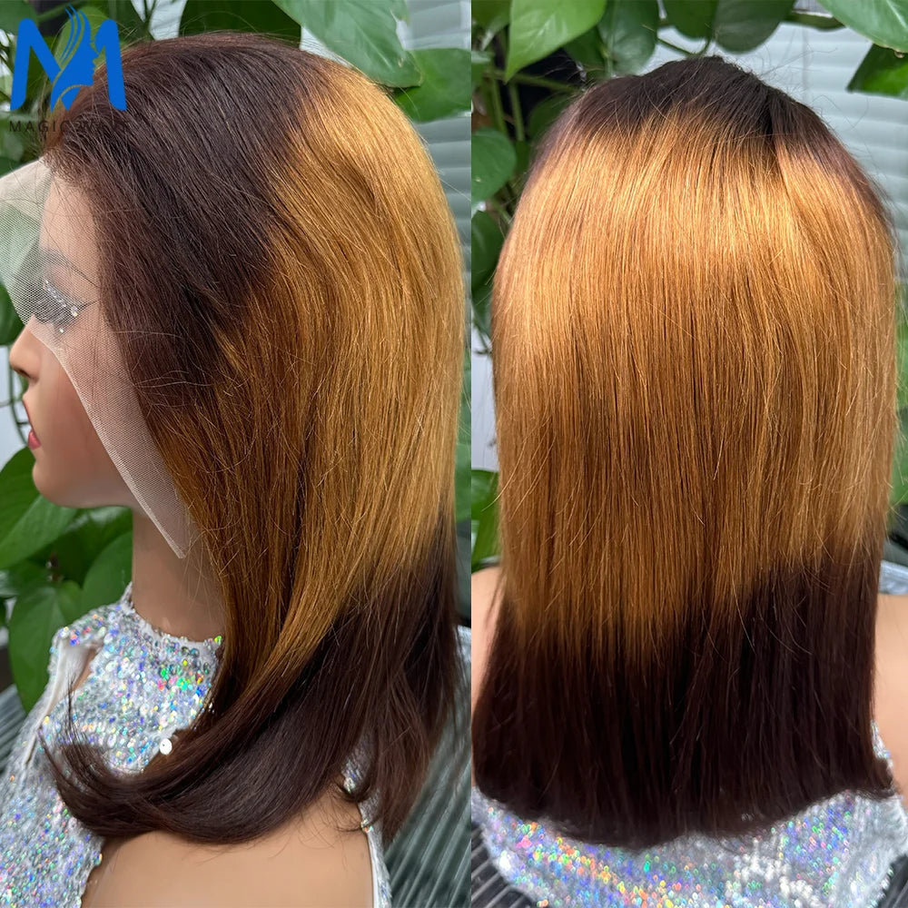 4/30/4 Color Human Hair Bob Wig Straight 13x4 Lace Front Human Hair Wigs Brazilian Wig Short Human Hair Bob Wigs Ombre Wig