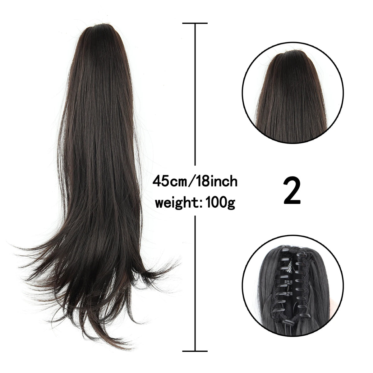 Synthetic Claw Clip Ponytail Hair Extensions 18 Inch Long Wavy Pony Tail Fake Hairpiece For Women Black Brown Layered