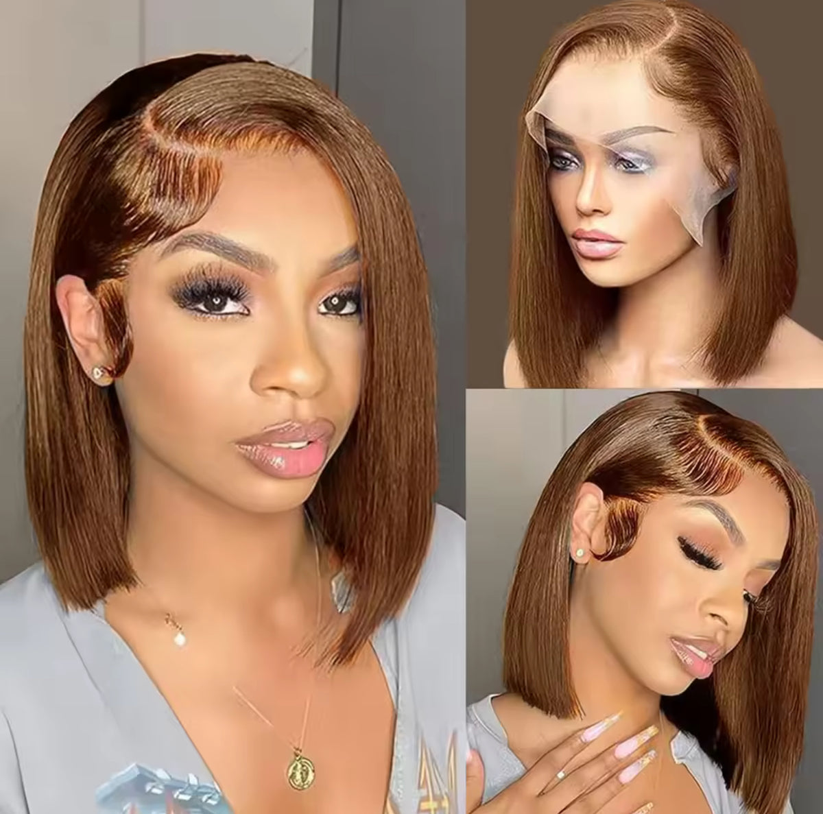#4 Brown Color Bob Wigs Vietnamese Human Hair Chocolate Brown 13x4 Lace Front Bob 100% Human Hair Wig For Women Lace Frontal Bob