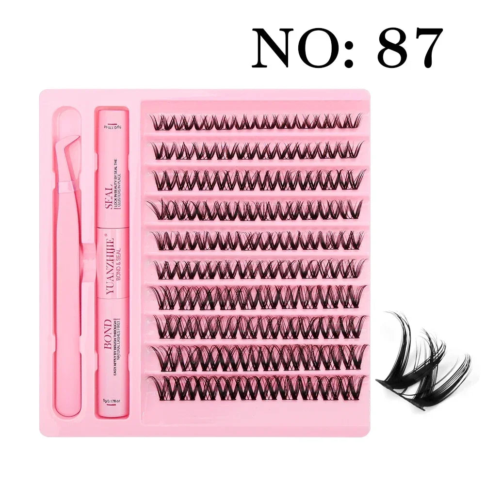 10cases/lot DIY Eyelash Extension Kit at Home Natural Clusters Wispy Lash with Lash Bond and Seal Makeup For Women