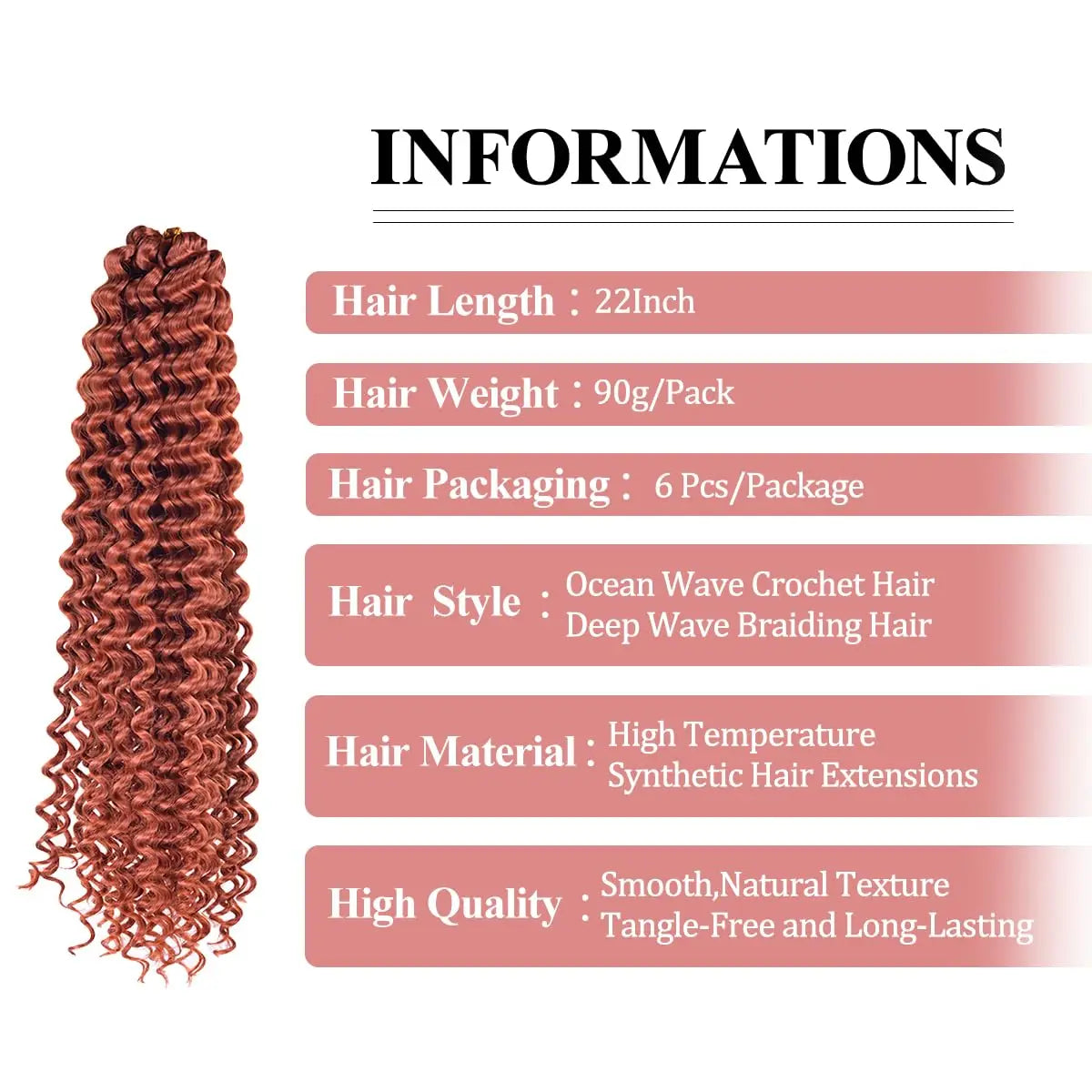 Ocean Wave Ombre Braiding Hair Extensions 22 28Inch Synthetic Twist Ripple Crochet Deep Wave Braids Hair Extensions For Women