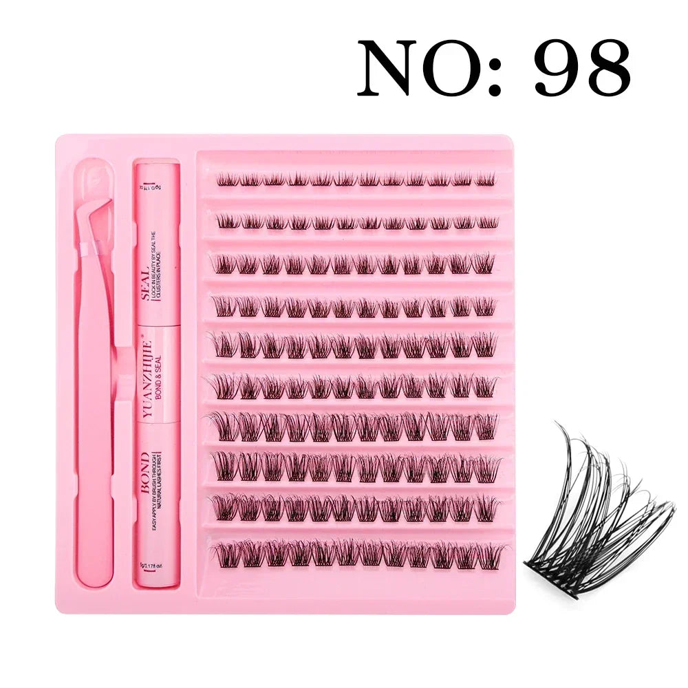 10cases/lot DIY Eyelash Extension Kit at Home Natural Clusters Wispy Lash with Lash Bond and Seal Makeup For Women