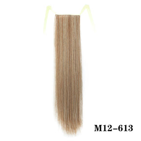 Synthetic Hair 22''' Long Straight Heat-Resistant Straight Hair With Ponytail Fake Hair Chip-in Natural Hairpiece Headwear