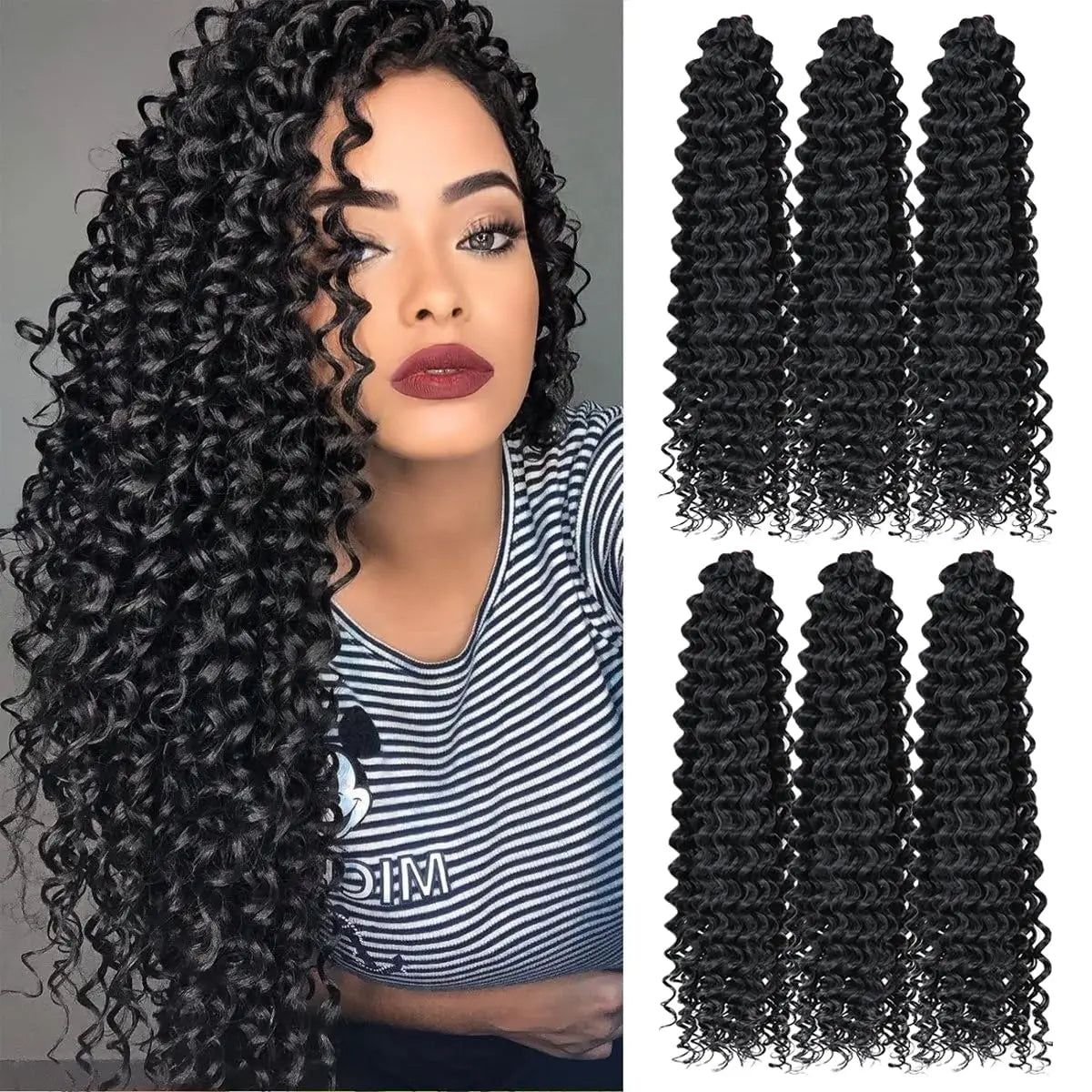 Ocean Wave Ombre Braiding Hair Extensions 22 28Inch Synthetic Twist Ripple Crochet Deep Wave Braids Hair Extensions For Women