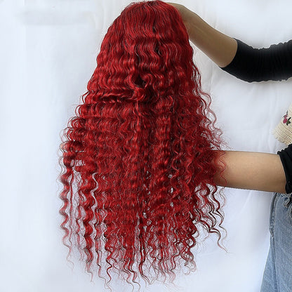 250 Density Red Deep Wave Human Hair Wig 13x5 Lace Front Human Hair Wig 13x6 Lace Frontal Red Curly Wigs Remy
