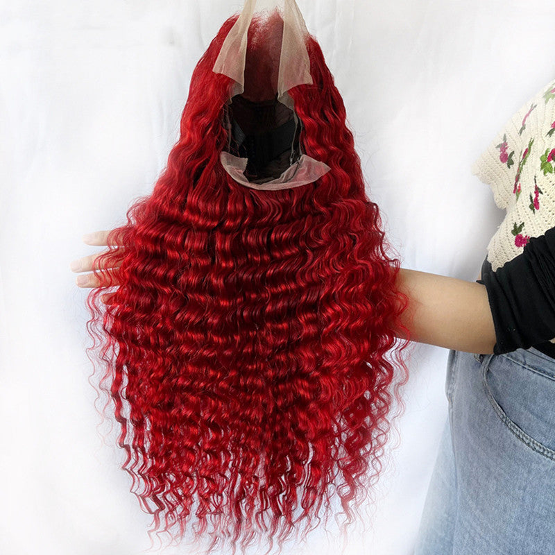 250 Density Red Deep Wave Human Hair Wig 13x5 Lace Front Human Hair Wig 13x6 Lace Frontal Red Curly Wigs Remy