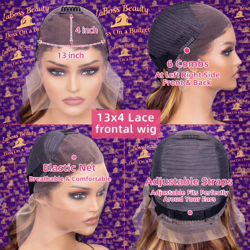 Real Hair Wig, Front Lace 13X5X1 Straight Highlight 1B 27 Hair Wigs