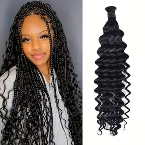 2 Bundles 100g Boho Braiding Human Hair for Boho Braids 4/27 Bohemian Knotless Wet and Wavy Deep Wave Curly Curls Bulk No Weft