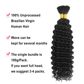 1B# Boho Braids Human Hair Bulk Human Hair For Braiding Blonde Deep Wave 2 Bundles 100g No Weft For Women Hair Extensions