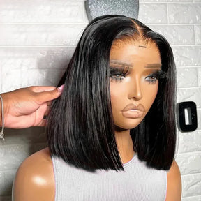 200 Density Straight Short Bob Lace Wig 13x4 Lace Closure Bob Wigs 100% Human Hair 4x4 Lace Front Wig For Black Women 12 14 Inch