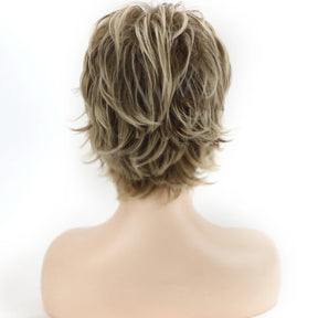 Women's Fashion Short Synthetic Wigs Pixie Cut Blonde Ombre Hair Costume Party Female Natural Curly Wavy Wig