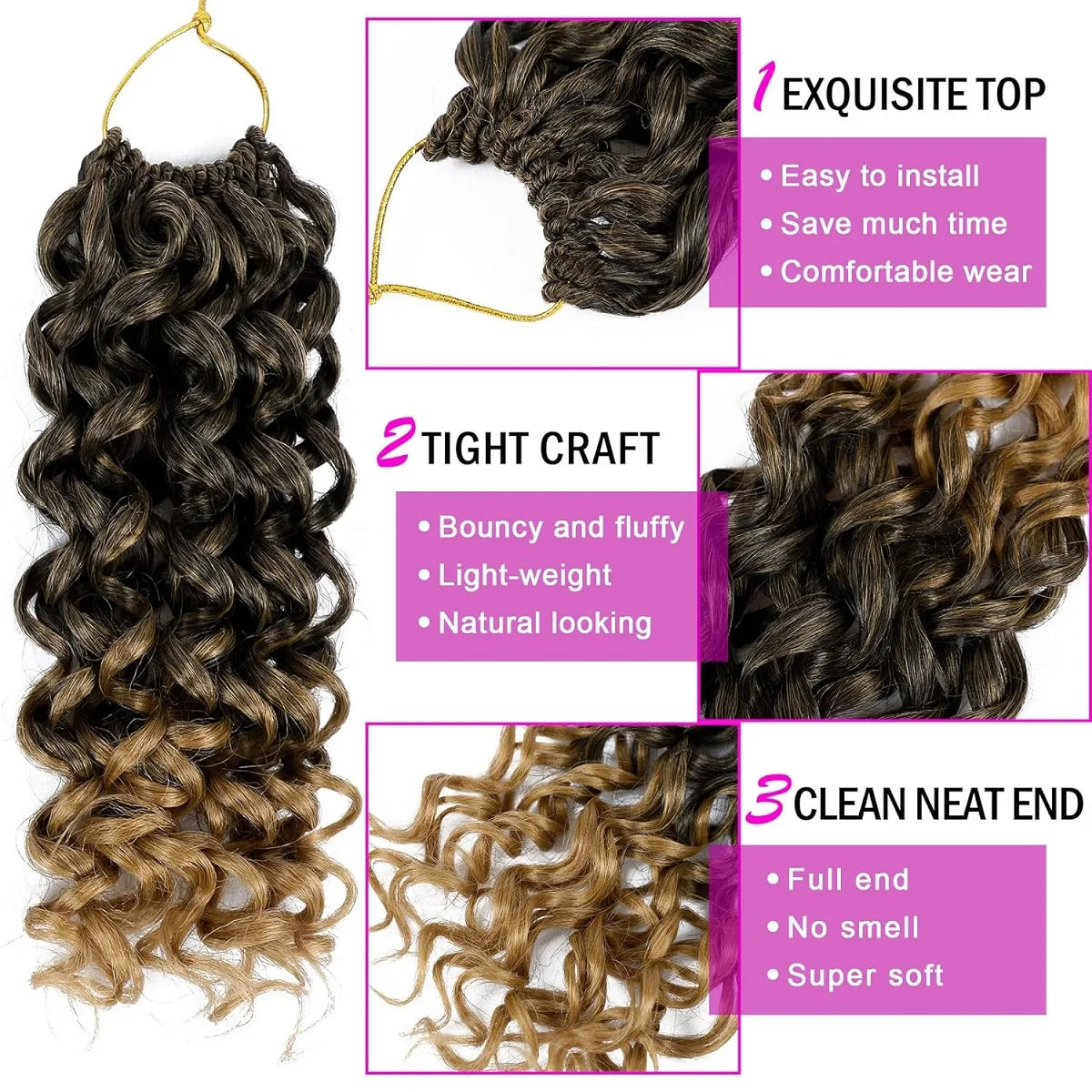 7 Packs GoGo Short Curl Crochet Hair 12 Inch for Women Beach Water Wave Deep Twist Synthetic Braiding Extensions（55g/pack，7pacs）