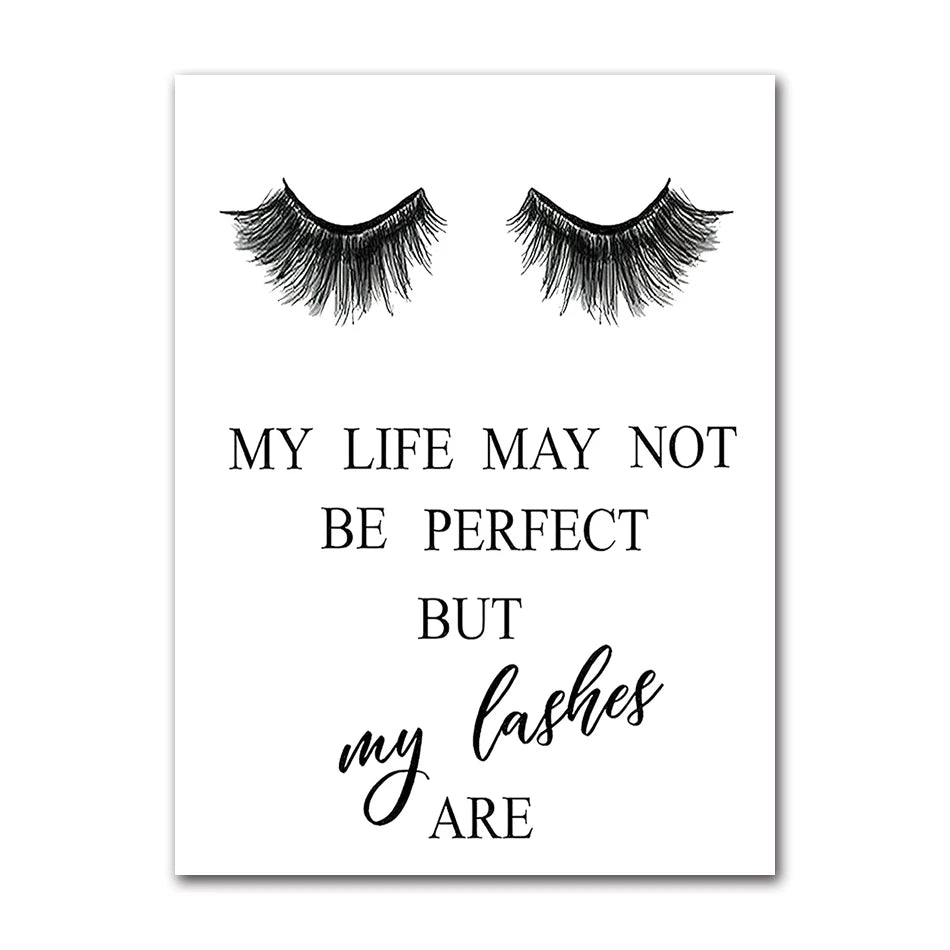 Posters Girls Room Wall Art Canvas Painting Lashes Pictures Prints Makeup Salon Wall Decor Fashion Eyelashes Extensions Quotes