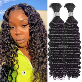 613 Deep Wave Bulk 100% Virgin Human Hair For Braiding Extenciones Natural Unprocessed No Weaving Culry Human Hair Bulk Bundles