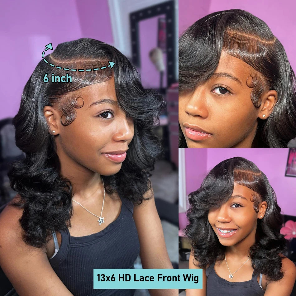 Body Wave Short Bob 13x4 Lace Front Human Hair Wig 250% 13x6 HD Lace Frontal Wigs For Women Brazilian 5x5 Closure Wig