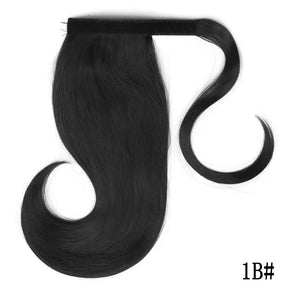 AZQUEEN Synthetic Short Straight Wrap Around Clip In Ponytail Hair Extension 18Inch Black Brown Bounce Horsetail For Wom