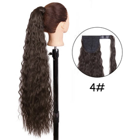 34inches Synthetic Ponytail Hair Extension Clip in Fake Wig Hairpiece Blonde Wrap Around Pigtail Long Smooth Overhead Pony Tail