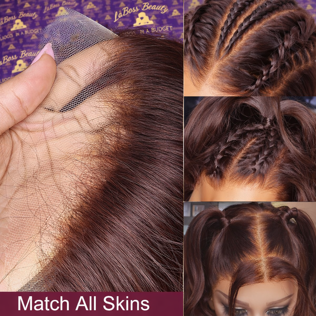 Chocolate Brown 13X4 Transparent Lace Front Wig Body Wave 13X6 Brown Colored Lace Frontal Human Hair Wigs For Women