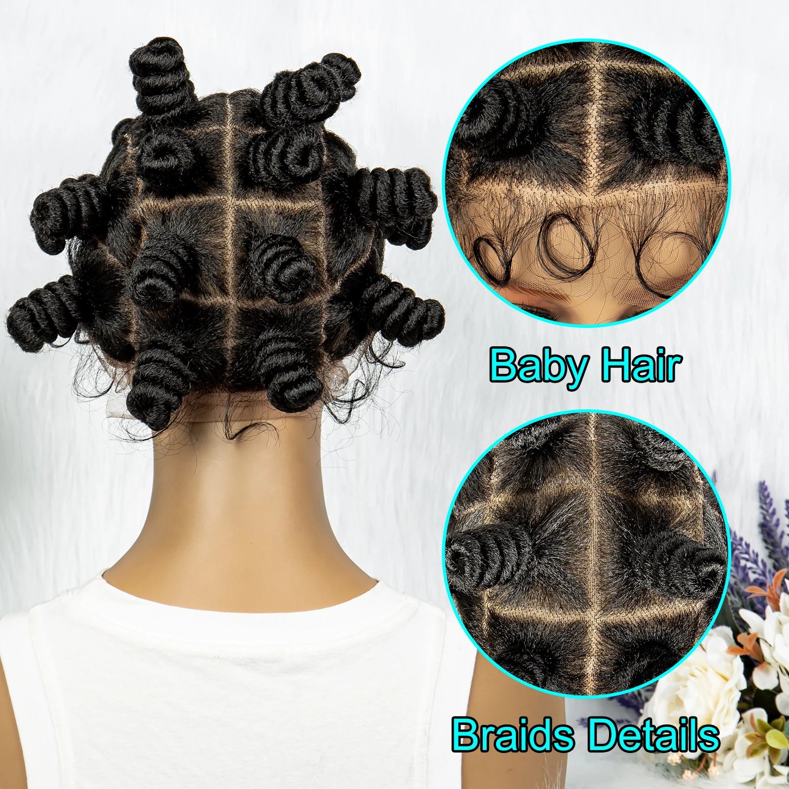 Knotless Braids Wig Synthetic Box Braided Hair Twist Braided Buns Wig Full Lace African Braiding Hair For Black Women