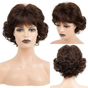 Women's Fashion Short Synthetic Wigs Pixie Cut Blonde Ombre Hair Costume Party Female Natural Curly Wavy Wig