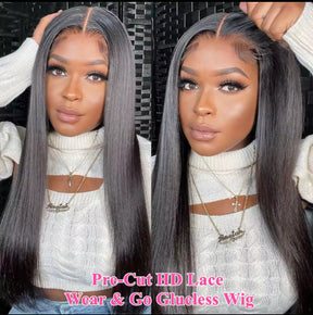 Smooth Straight Human Hair Ready To Wear Preplucked Straight Human Hair Wigs 5x5 Lace Closure Pre Cut 13x6 Lace Front Wigs