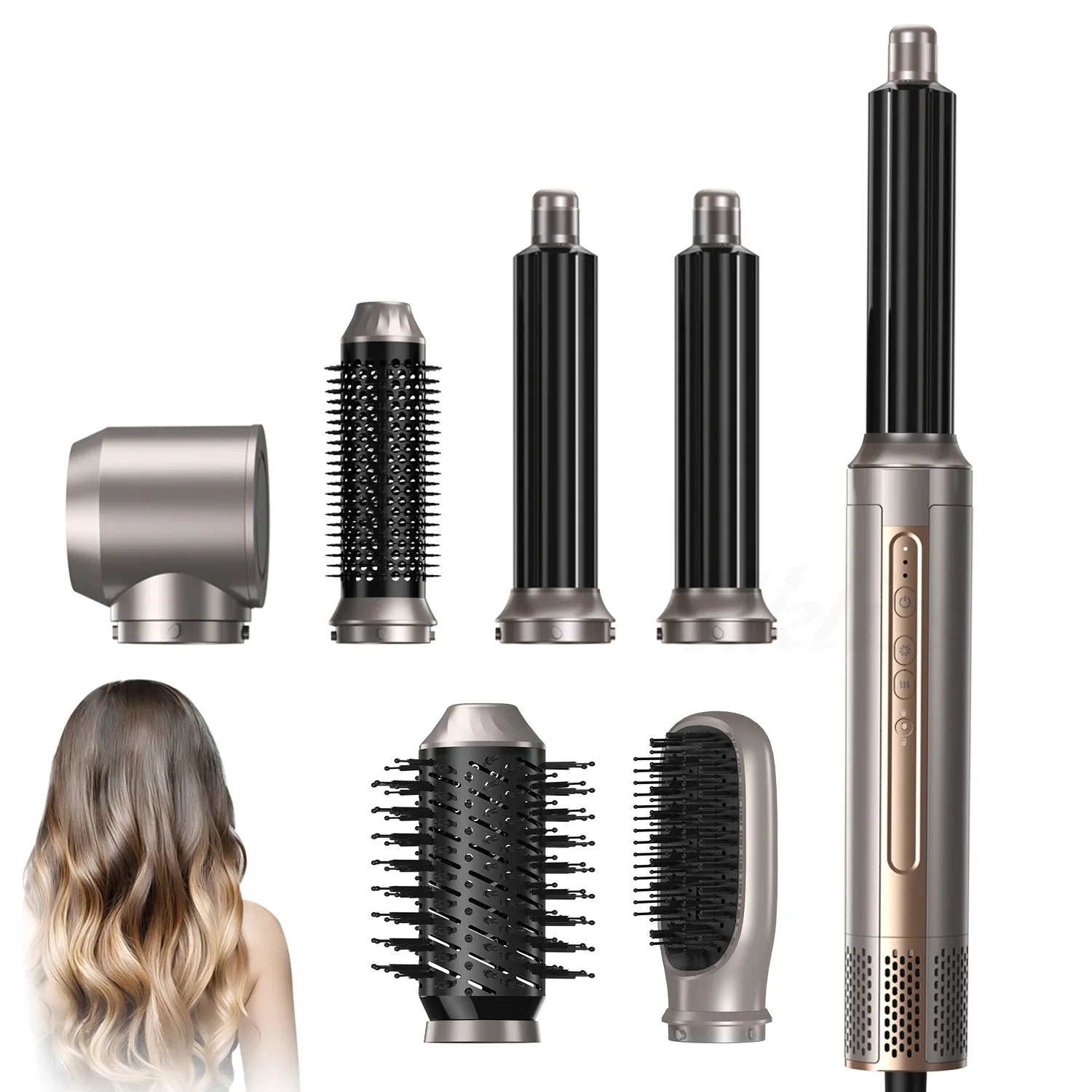 Hot air comb 6-in-1 curling iron Multifunctional curling iron Hot air comb Hair dryer Straightener Styling comb מסלסלי שיער