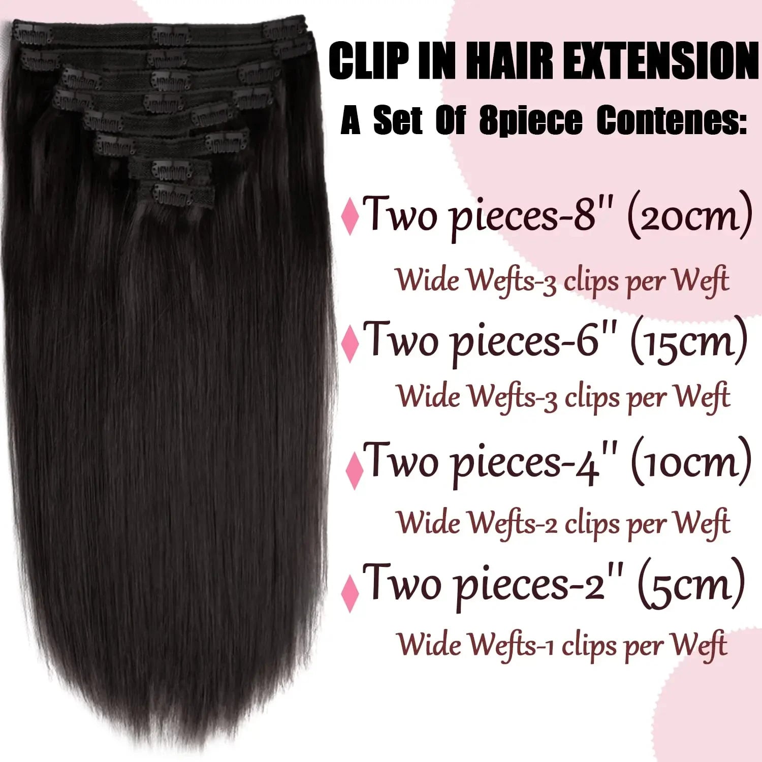 Clip In Hair Extensions Human Hair Brazilian Straight Clip In Natural Black Color Clip Ins Remy Hair 20 22 24 26 Inch For Women