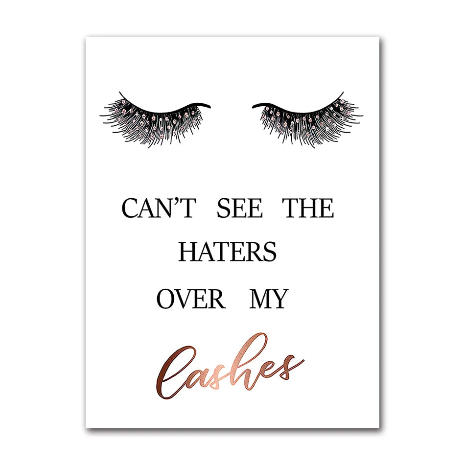 Posters Girls Room Wall Art Canvas Painting Lashes Pictures Prints Makeup Salon Wall Decor Fashion Eyelashes Extensions Quotes