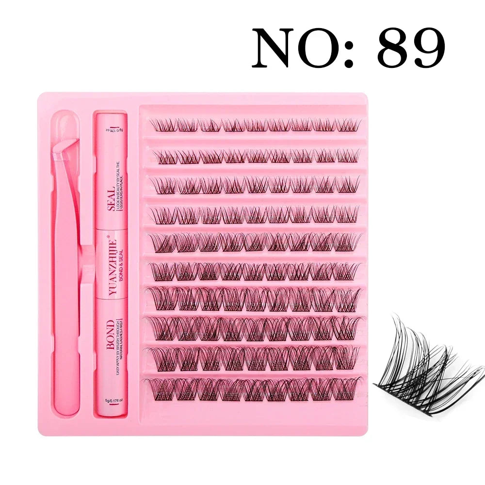 10cases/lot DIY Eyelash Extension Kit at Home Natural Clusters Wispy Lash with Lash Bond and Seal Makeup For Women