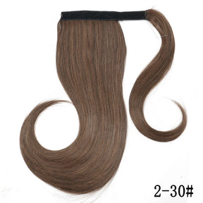 AZQUEEN Synthetic Short Straight Wrap Around Clip In Ponytail Hair Extension 18Inch Black Brown Bounce Horsetail For Wom