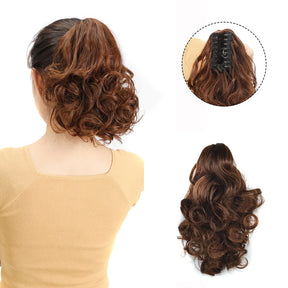 Claw Ponytail Clip in Wavy Hair Extensions Short Curly Ponytail 12 Inch Natural Wave Hair Accessories for Women Girls Daily Use