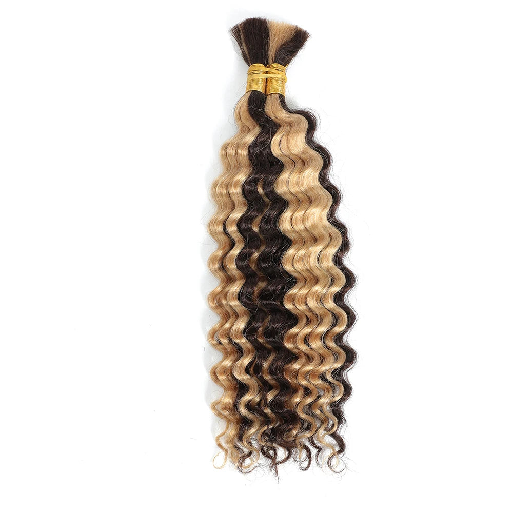 Human Braiding Hair Deep Wave Bulk for Braiding No Weft Deep Curly Braiding Hair for Boho Braids Brazilian Virgin Human Hair