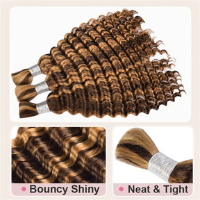 2 Bundles 100g Boho Braiding Human Hair for Boho Braids 4/27 Bohemian Knotless Wet and Wavy Deep Wave Curly Curls Bulk No Weft