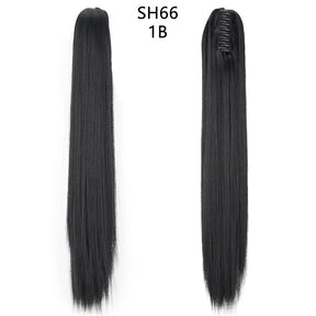 Azqueen Heat Resistant Synthetic Ponytai Hair 22" Wavy Claw Clip in Golden black Hair Extensions Ponytail