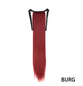 Synthetic Hair 22''' Long Straight Heat-Resistant Straight Hair With Ponytail Fake Hair Chip-in Natural Hairpiece Headwear