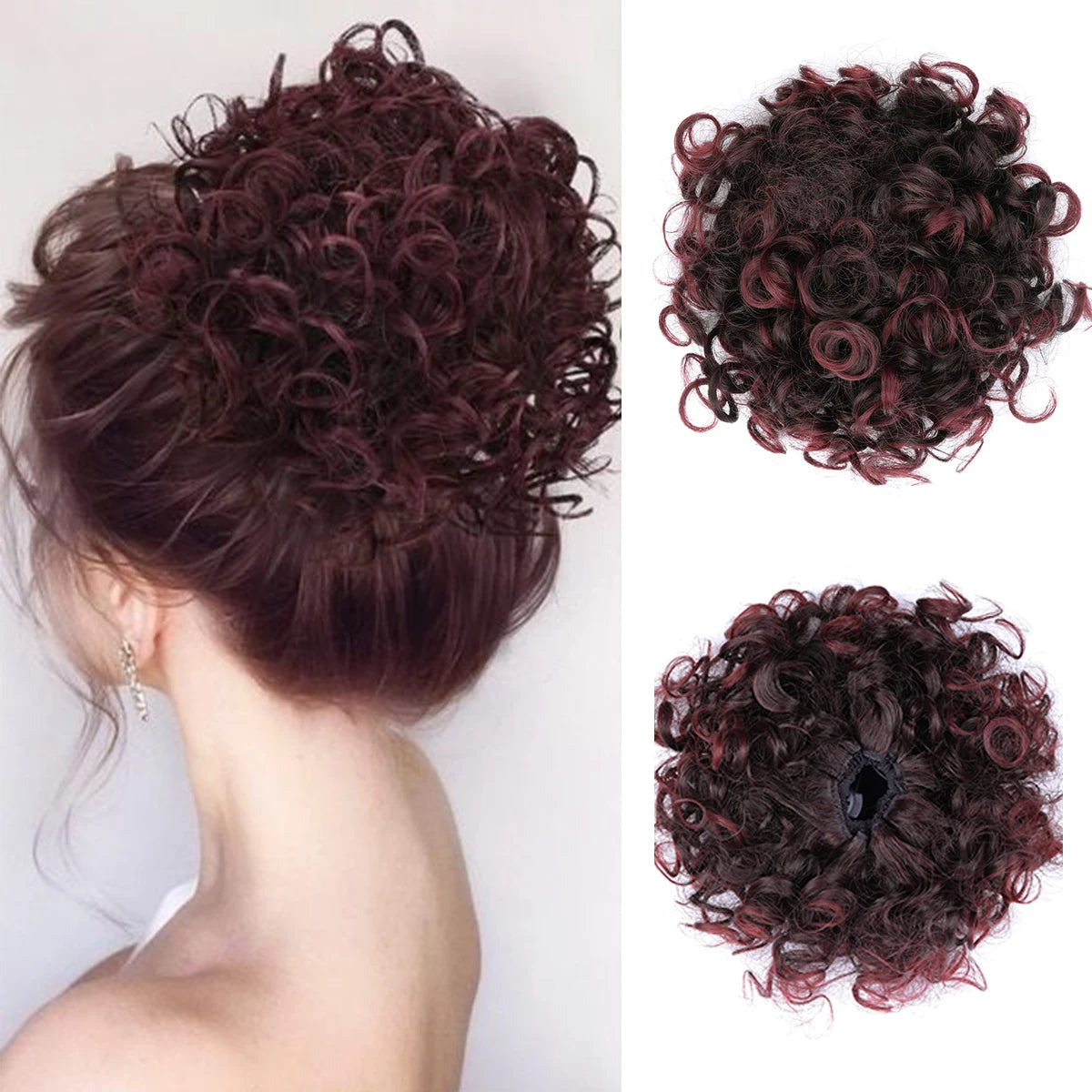 Chorliss Synthetic Claw Chignon Women Messy Curly Fluffy Hair Bun Clip In Ponytail Hair Extensions Natural False Hairpieces