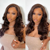 13x4 Chocolate Brown Body Wave Lace Front Wigs 180% Transparent Lace Frontal Wig Pre Plucked Colored Human Hair Wig For Women