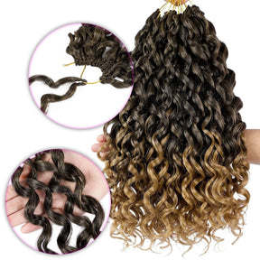 7 Packs GoGo Short Curl Crochet Hair 12 Inch for Women Beach Water Wave Deep Twist Synthetic Braiding Extensions（55g/pack，7pacs）