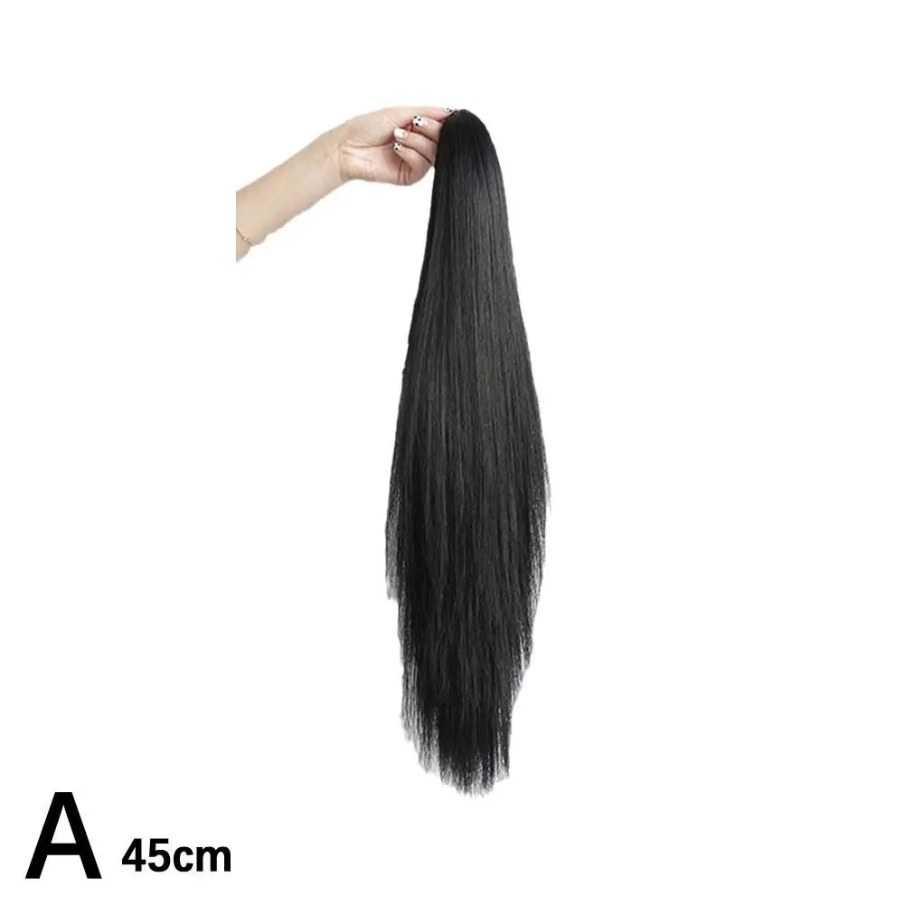 Long Straight Ponytail Wig 45cm/55cm Strap Style High Ponytail Long Straight Hair Black Brown Hair Extended Ponytail