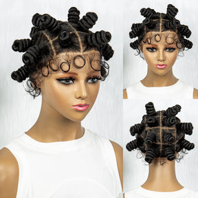 Knotless Braids Wig Synthetic Box Braided Hair Twist Braided Buns Wig Full Lace African Braiding Hair For Black Women