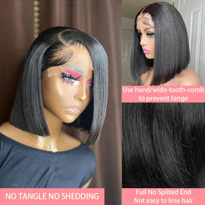 200 Density Straight Short Bob Lace Wig 13x4 Lace Closure Bob Wigs 100% Human Hair 4x4 Lace Front Wig For Black Women 12 14 Inch