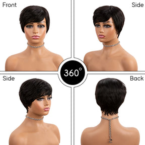 Natural Color Short Bob Straight Human Wigs With Bangs Brazilian Virgin Hair Pixie Cut Wig Cheap Human Hair Wig For Black Women