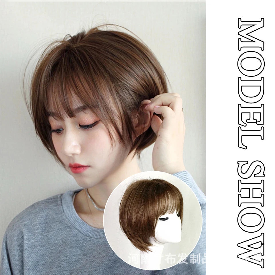 BEAUTYCODE Synthetic Straight Bob Hair Wig for Women  Short Wigs with Bangs Heat Resistant Dark Brown Hair Cosplay Wig